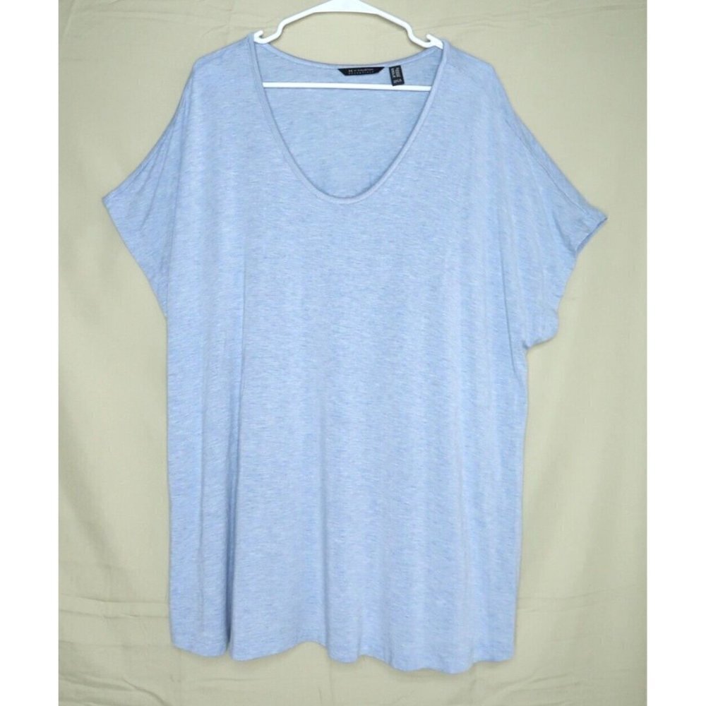 H by Halston T Shirt Gray Short Sleeves Oversized Tee Modal Spandex Womens 2X